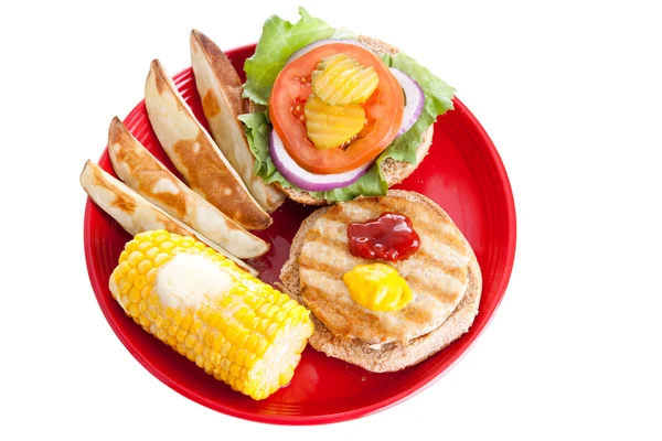 Yolu ile sağlıklı Türkiye hamburger yemek — Stok fotoğraf