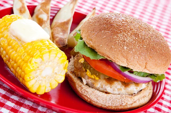 Gesundes Putenburger-Essen — Stockfoto