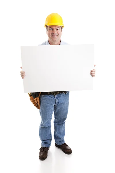 Bauarbeiten mit Hinweisschild — Stockfoto