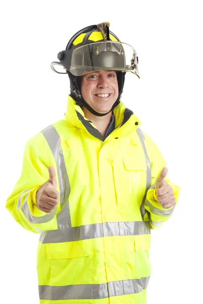 Пожежник - два пальці вгору — стокове фото