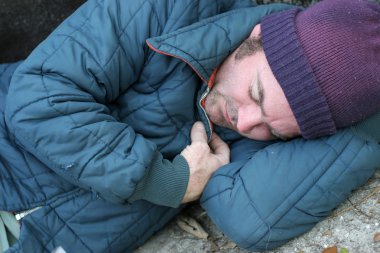 Homeless Man - Sleeping Closeup clipart