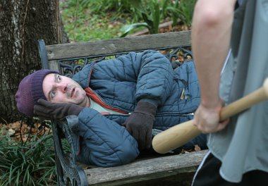 Homeless Man - Terrified clipart