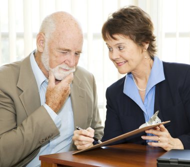 Senior Reluctant to Sign Contract clipart