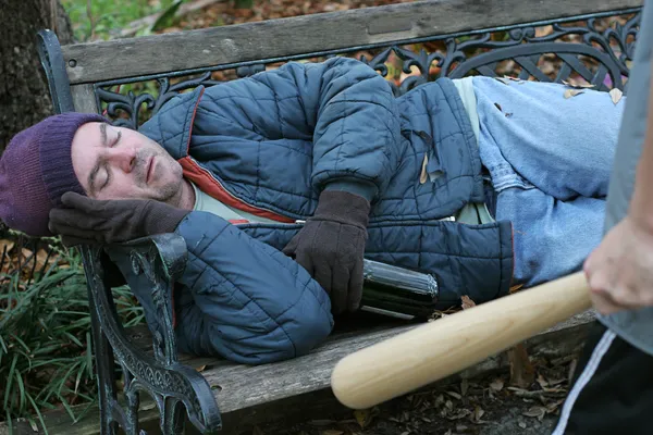 Hombre sin hogar - Indefenso — Foto de Stock