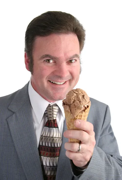 Uomo d'affari che anticipa il gelato — Foto Stock