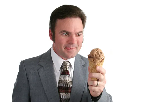 Empresario babeando para helado —  Fotos de Stock