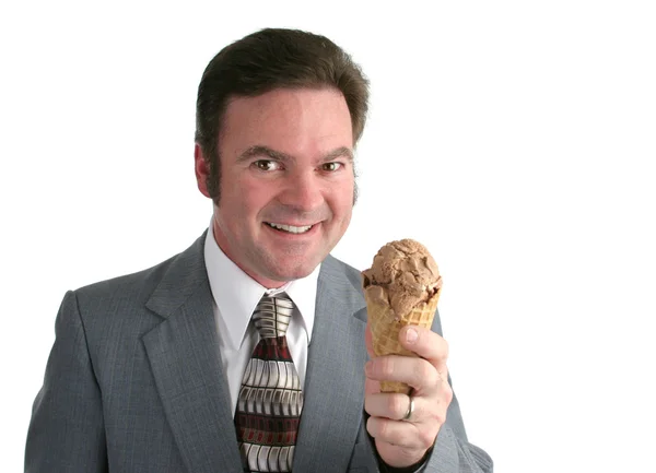 Podnikatel touží na zmrzlinu — Stock fotografie