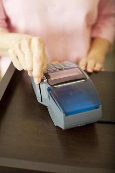 Swiping Debit Card — Stock Photo, Image