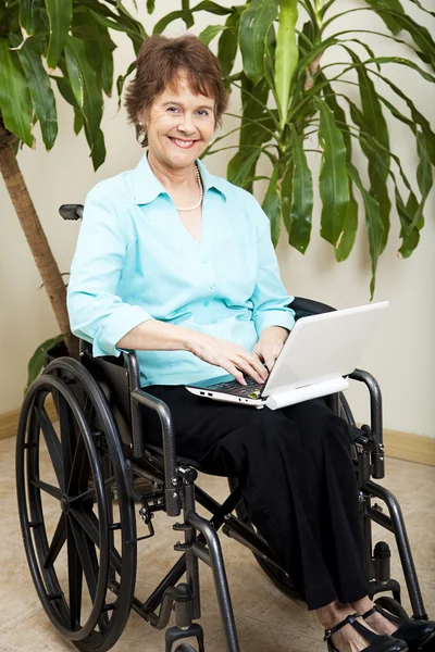 Web surfing σε αναπηρική καρέκλα — Φωτογραφία Αρχείου
