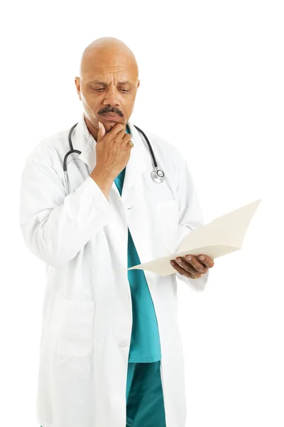 Doctor Reviews Patient Chart — Stock Photo, Image