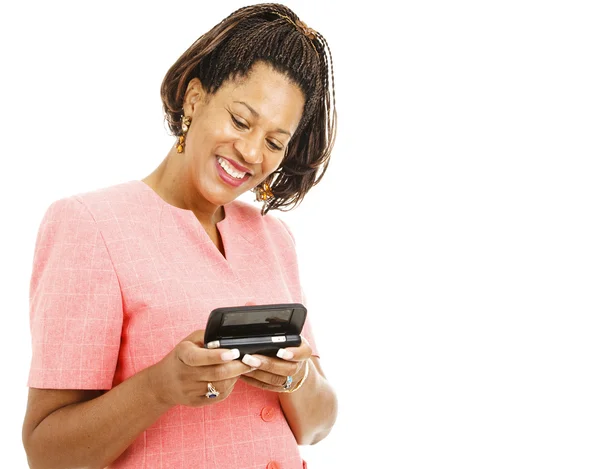 Woman Sends Text Message — Stock Photo, Image