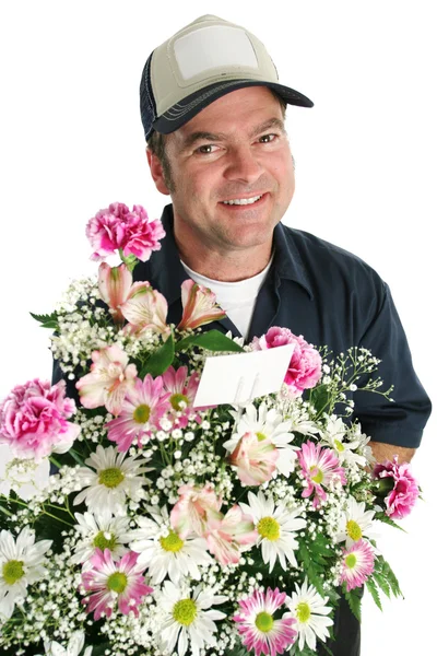 Vriendelijke bloemen bezorgen — Stockfoto