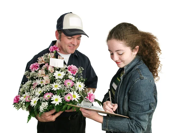 Teen Signs For Flowers — Stock Photo, Image