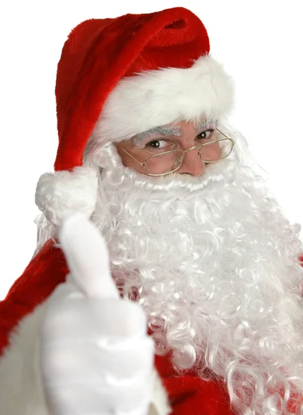 Weihnachtsmann drückt Daumen nach oben — Stockfoto