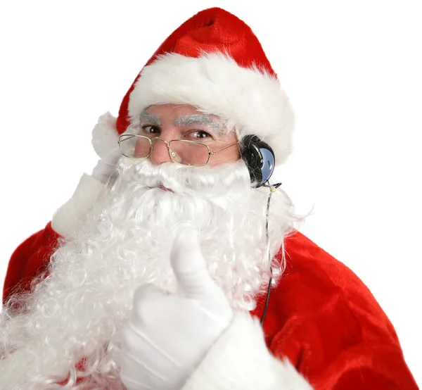 Santa Headphones Thumbsup — Stock Photo, Image