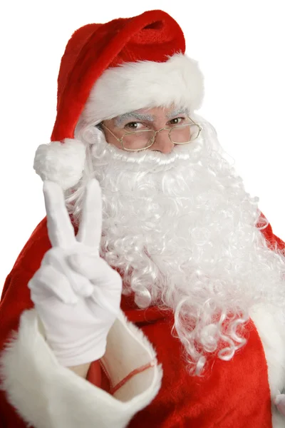 Weihnachtsmann-Friedenszeichen — Stockfoto
