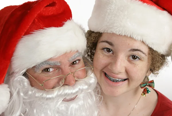 Santa och vän närbild — Stockfoto
