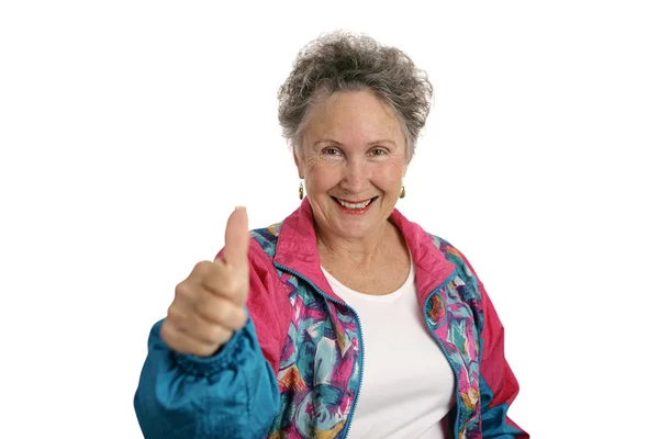 Glad pensionär thumbsup — Stockfoto