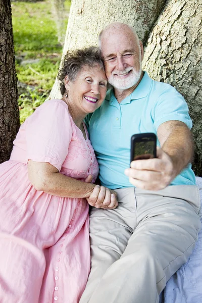 Senioren e-zelfportret — Stockfoto