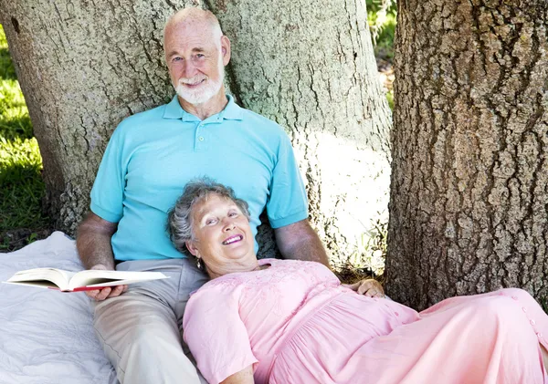 Senioren samen lezen — Stockfoto