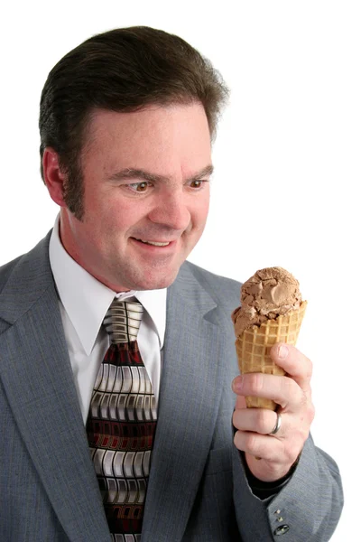 Бизнесмен в восторге от мороженого Icre Лицензионные Стоковые Изображения
