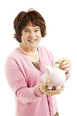 Thrifty Cross-Dresser Saving Money clipart