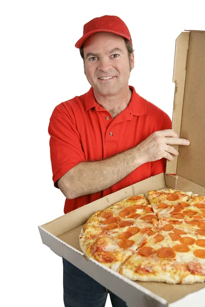 Čerstvá pizza doručena — Stock fotografie