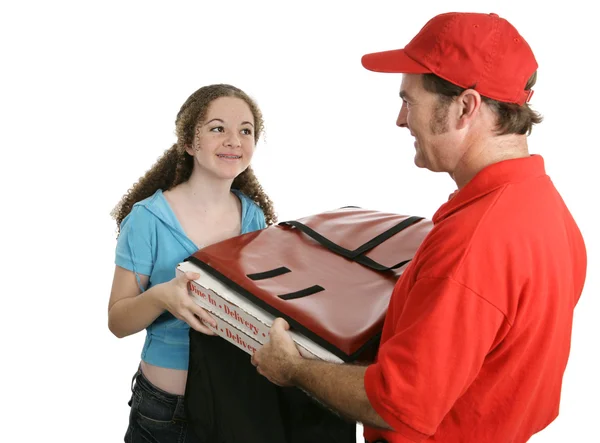 Huis pizza levering — Stockfoto