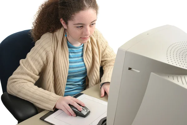 Concentrating on Computer — Stock Photo, Image