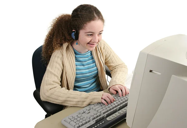 Lycklig tonåring online — Stockfoto