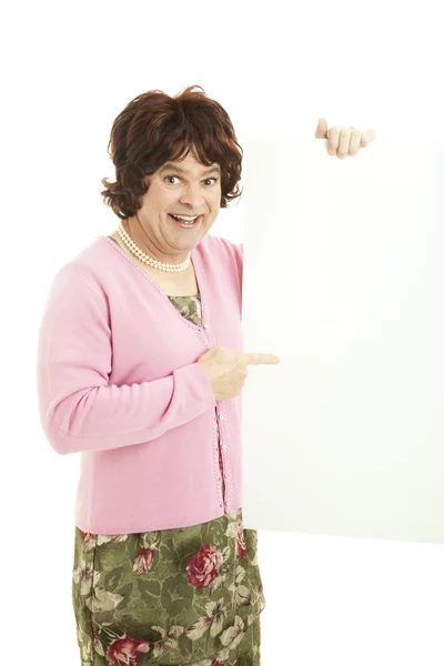 Transvestite with Blank Sign — Stock Photo, Image