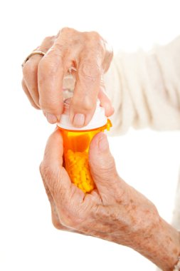 Senior Hands on Prescription Bottle clipart