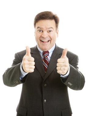 Enthusiastic Businessman Two Thumbs Up clipart