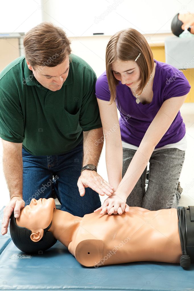 Teen Girl Practices CPR