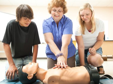 CPR Instruction in School clipart