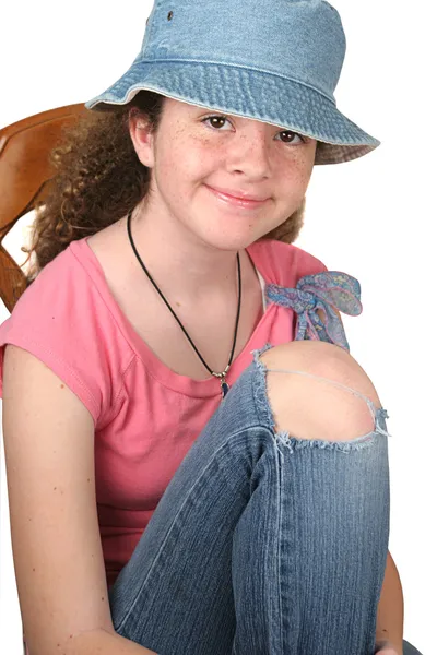 Casual Girl Seated — Stock Photo, Image