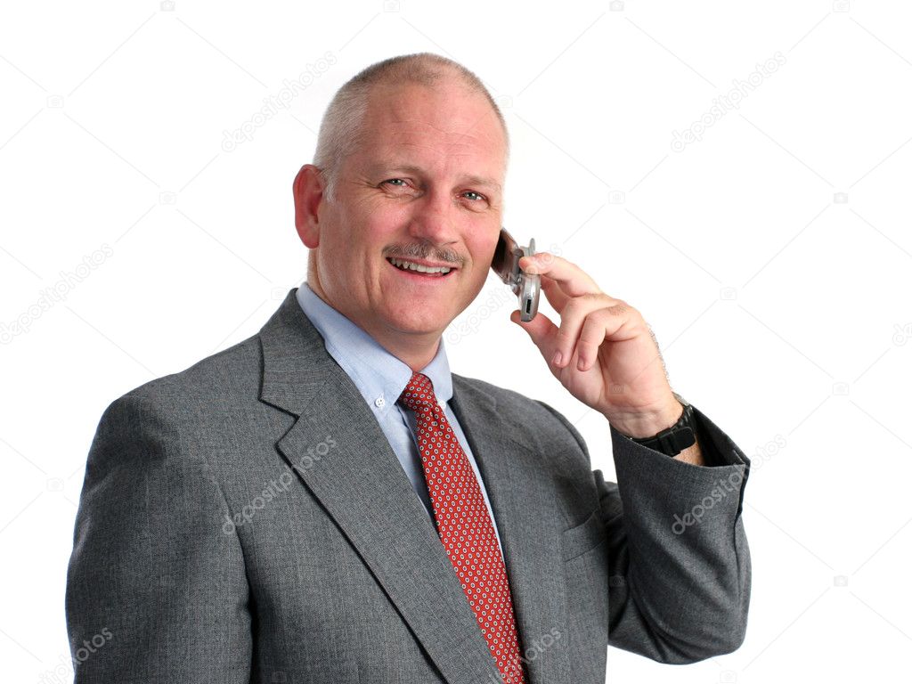 Happy Businessman On Cell Phone