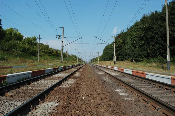 stock image Railroad tracks stretching to the horizon.