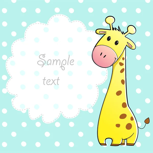 Cartão de vetor bonito com girafa — Vetor de Stock