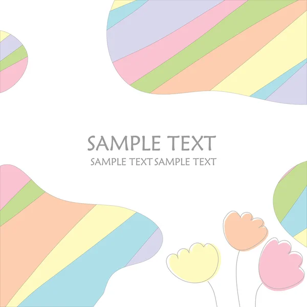 Linda tarjeta vectorial con tulipanes y coloridas tiras pastel — Vector de stock