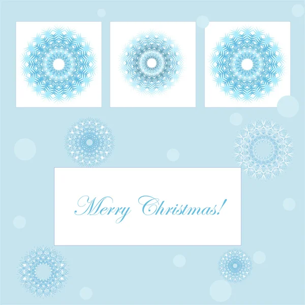 Carte de Noël vectorielle avec flocons de neige et place pour votre texte — Image vectorielle