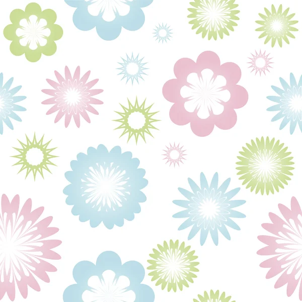 白い背景で隔離の花とのシームレスな入札パターン — ストックベクタ