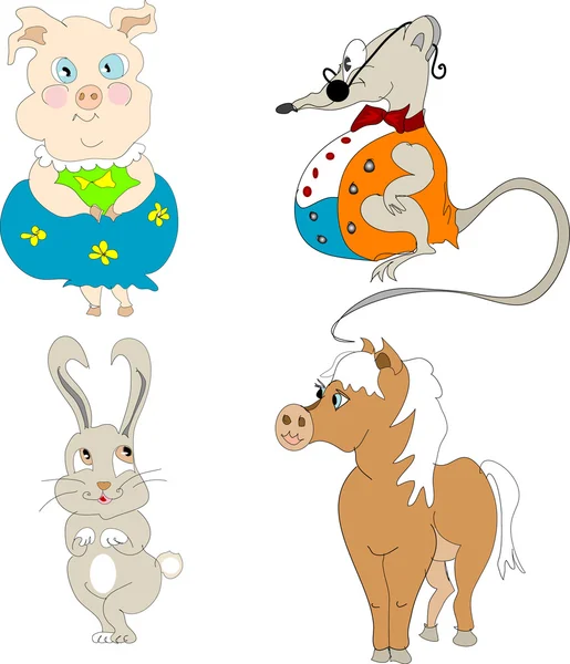 Set of childish animals — Stock Vector