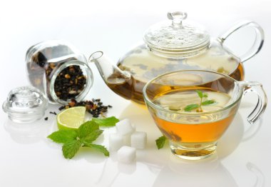 Green tea composition clipart