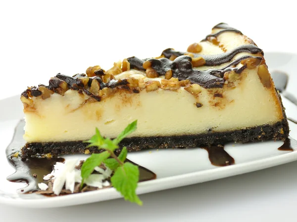 Cheesecake with chocolate — Stock Photo, Image