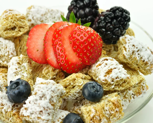 Shredded Wheat Cereal with fruits and berries — Stock Photo, Image
