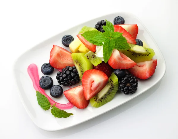 Fresh fruit salad top view — Stock Photo, Image