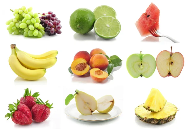 Berbagai macam warna buah-buahan kolase — Stok Foto