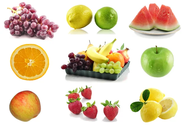Berbagai macam warna buah-buahan kolase — Stok Foto