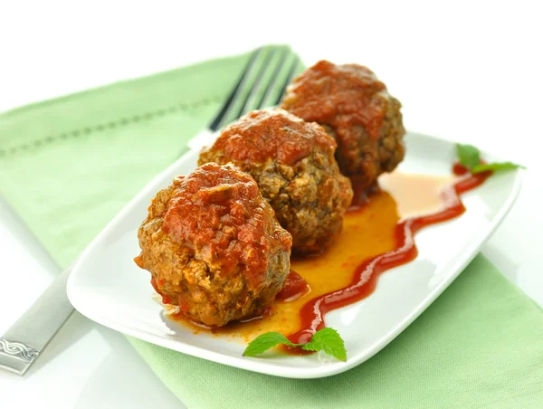 Bolas de carne con salsa de tomate —  Fotos de Stock